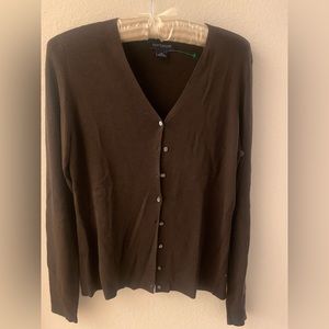 Ann Taylor silk brown cardigan. Lightweight medium